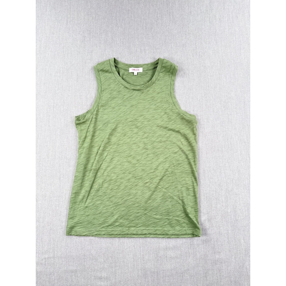 Goldie Lewinter Womens Sage Green Slub Pima Cotton Tank Top Size S